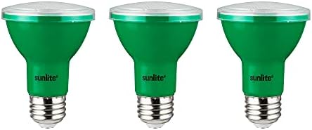 Вградена led лампа Sunlite 40250 LED PAR20, 3 W (Еквивалент на 50 W), Среден цокъл (E26), Прожектор, С посочване на ETL, Зелена, 3 референтна рамка