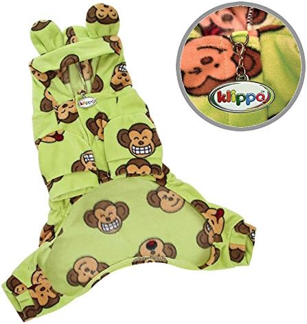 Руното пижами Klippo Глупаво Monkey с качулка / Боди/ Облекло за почивка / Гащеризон с уши - Вар - X-Small